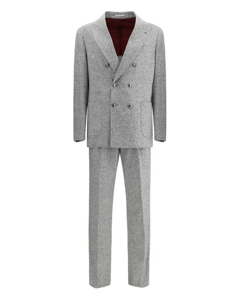 Brunello Cucinelli Wolle Blend Doppelbrustanzug Grey