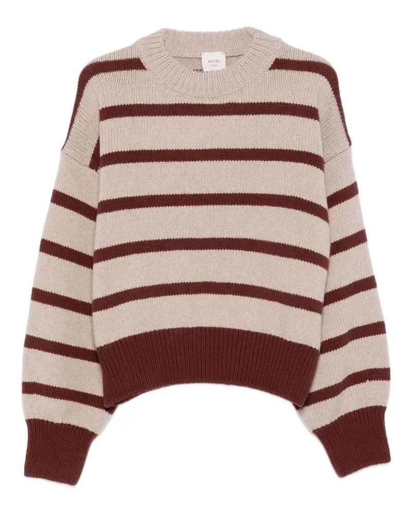 ALYSI gestreifte Wollpullover Beige