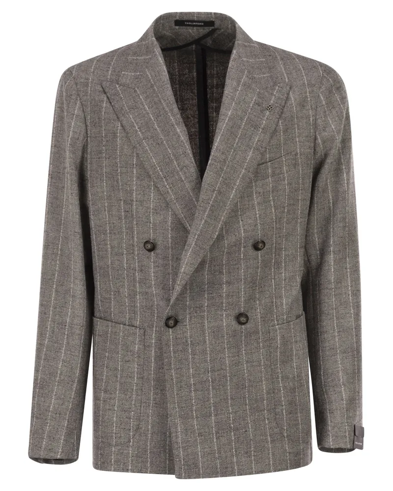Tagliatore Zweireihige Jacke von  aus Alpaka und Leinen Grey