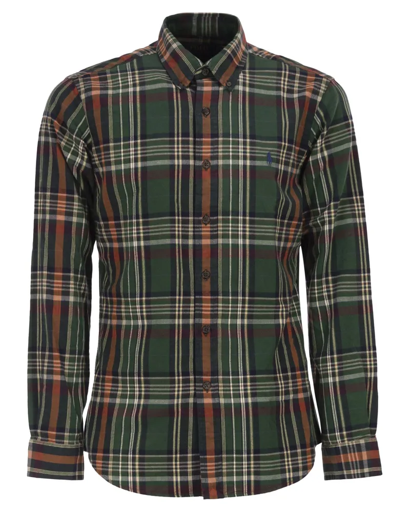 Ralph Lauren Custom Fit Kariertes Oxford-Hemd Green