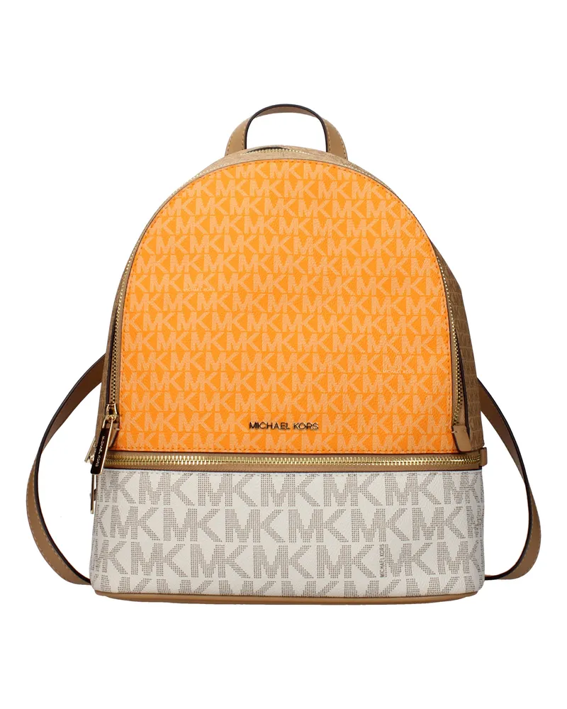 Michael Kors Rhea Damens Stoffrucksäcke und Umhängetaschen Beige/Orange -
