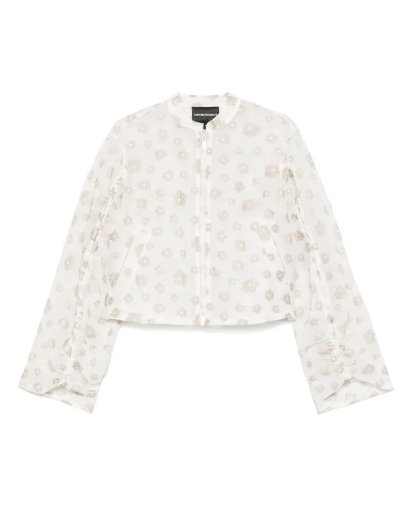 Emporio Armani Florwer bestickte Bluse White