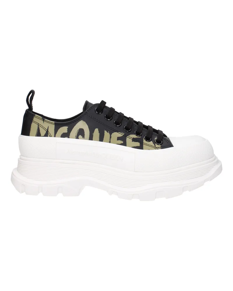 Alexander McQueen Alexander Mc Queen Herrens Sneakers Leder Schwarz/Khaki -