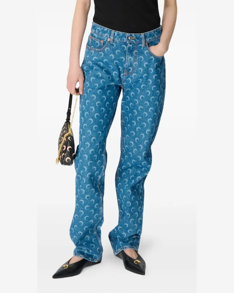 Marine Serre Moon Denim-Baumwolljeans Clear