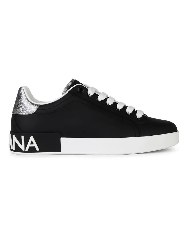 Dolce & Gabbana Portofino' schwarze Lear -Sneaker Black