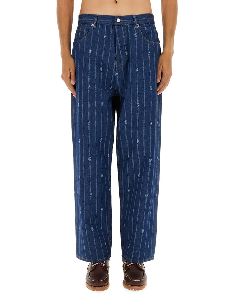 Drôle de Monsieur Le Jean Baggy Monogramm" Hosen Blue