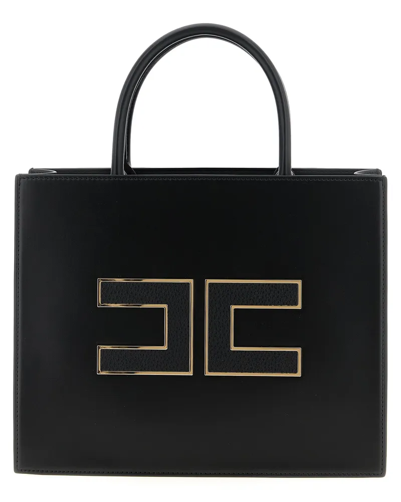 Elisabetta Franchi Logo Einkaufstasche Black