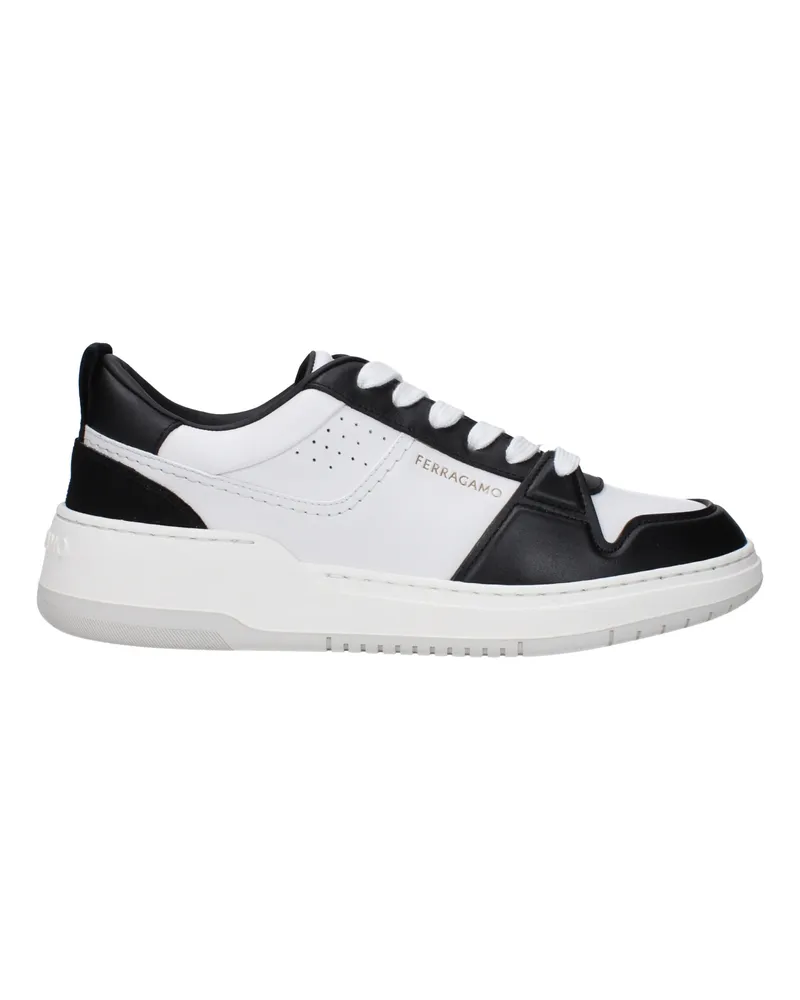 Ferragamo Sneakers Dennis Herrens Leder Weiß/Schwarz -