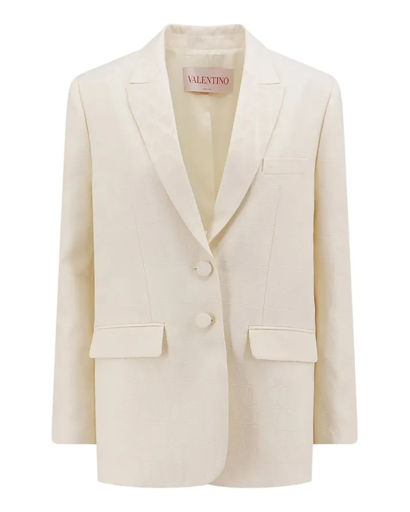 Valentino Garavani Valentino Wolle und Seide Toile Ikonogrammjacke White