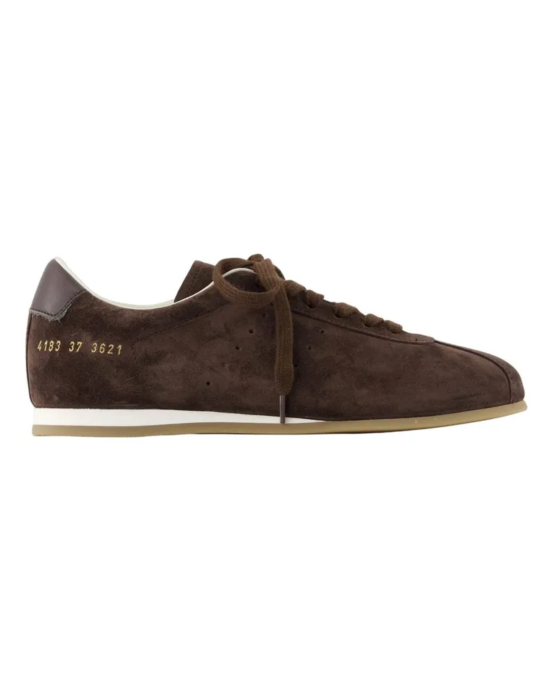 Common Projects Fahrschuh -Turnschuhe gemeinsame Projekte Leder braun Brown