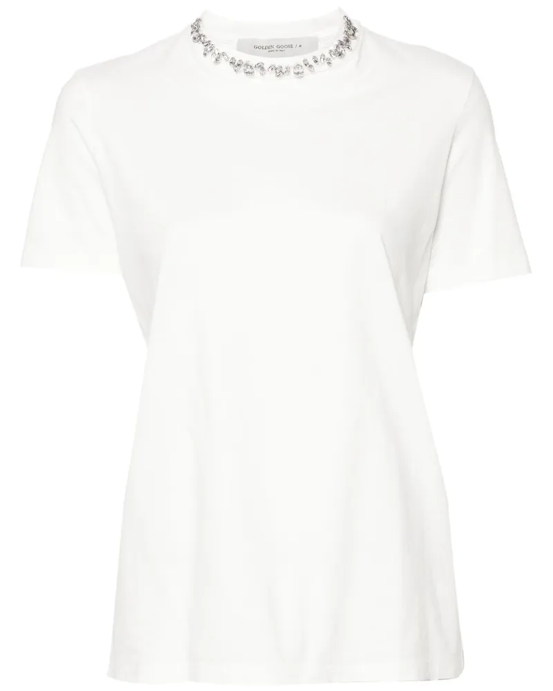 Golden Goose Golden Gans bestickter Baumwoll -T -Shirt White
