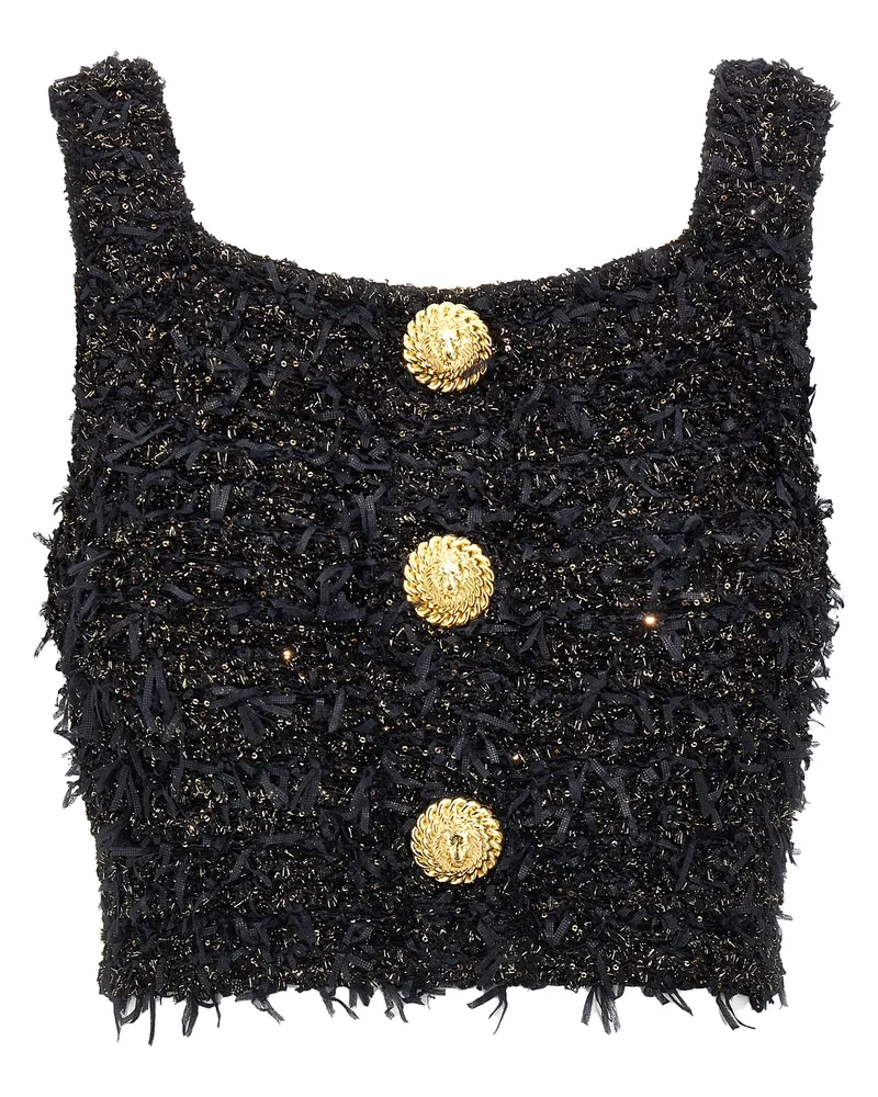 Balmain Lurex Tweed Top Black