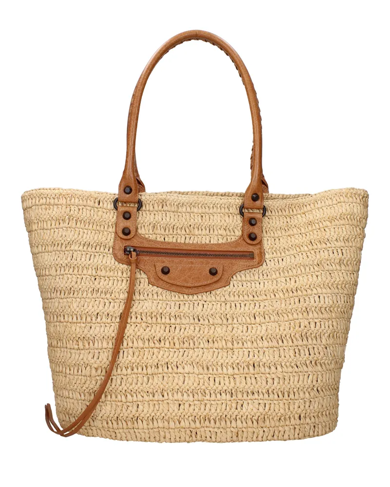 Balenciaga Damens Le City Raffia Umhängetasche Beige/Braun -