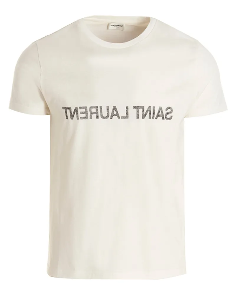 Saint Laurent Logo Print T -Shirt White