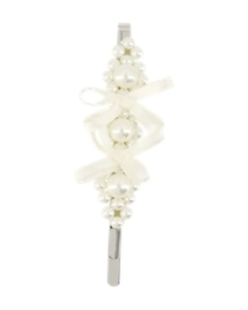Simone Rocha Petite Bow Hair Clip  Pearl White Weiß