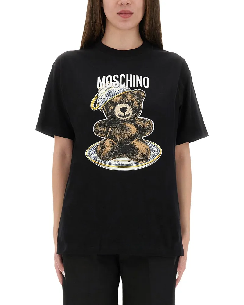 Moschino T -Shirt mit "Teddy" -Druck Black