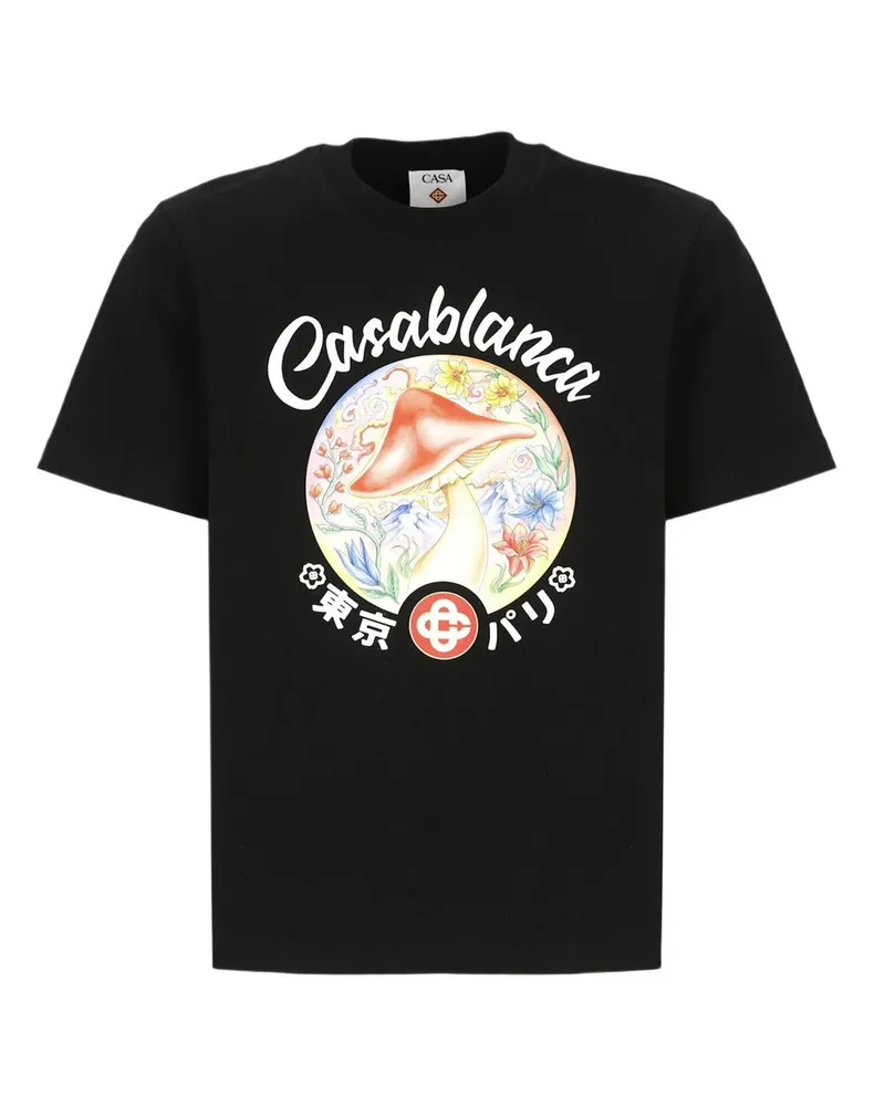 Casablanca Paris Black Pilz Emblem T -Shirt Black