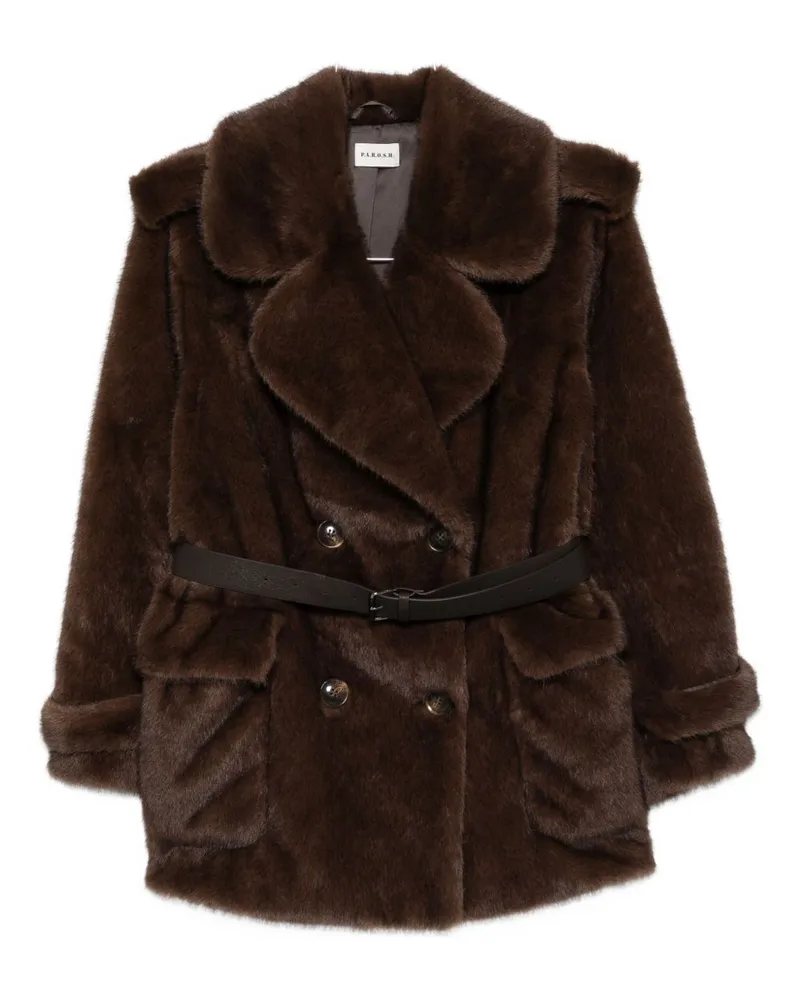 P.A.R.O.S.H. Faux Pelzmantel Brown