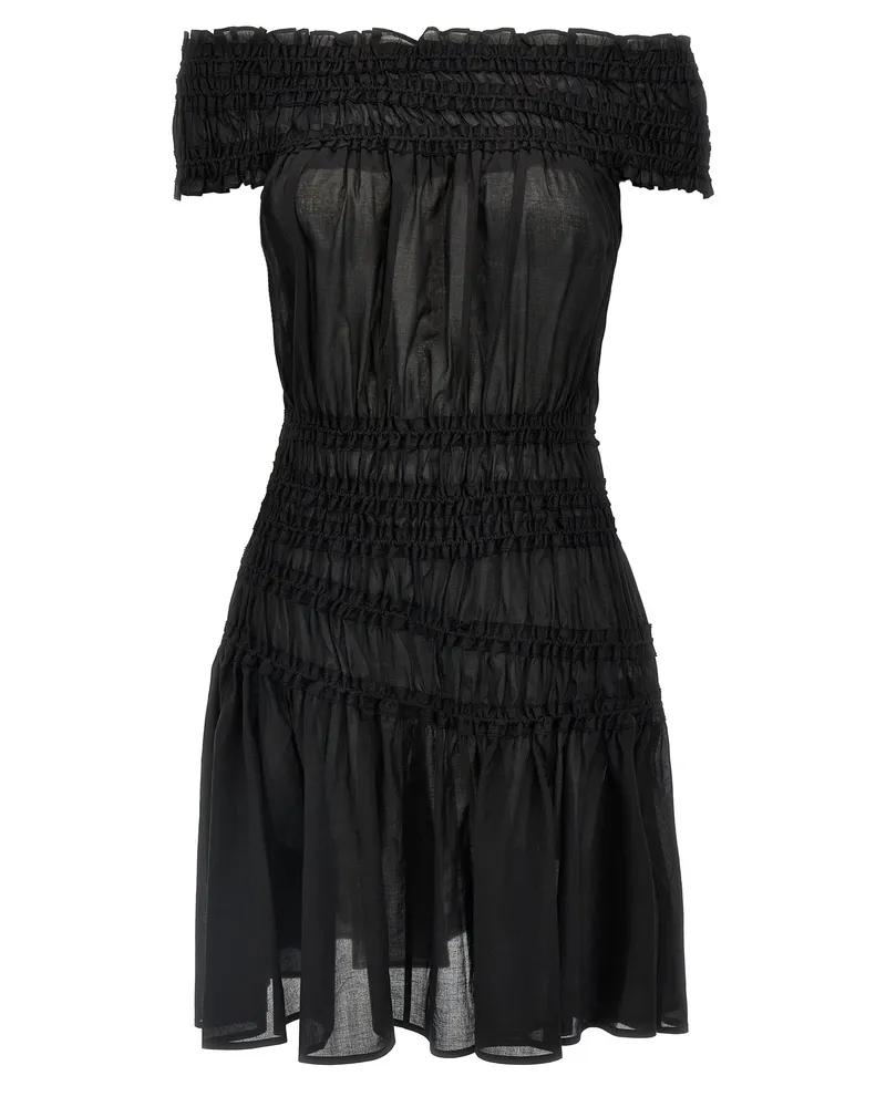 Tory Burch Smocked Cotton' Kleid Black