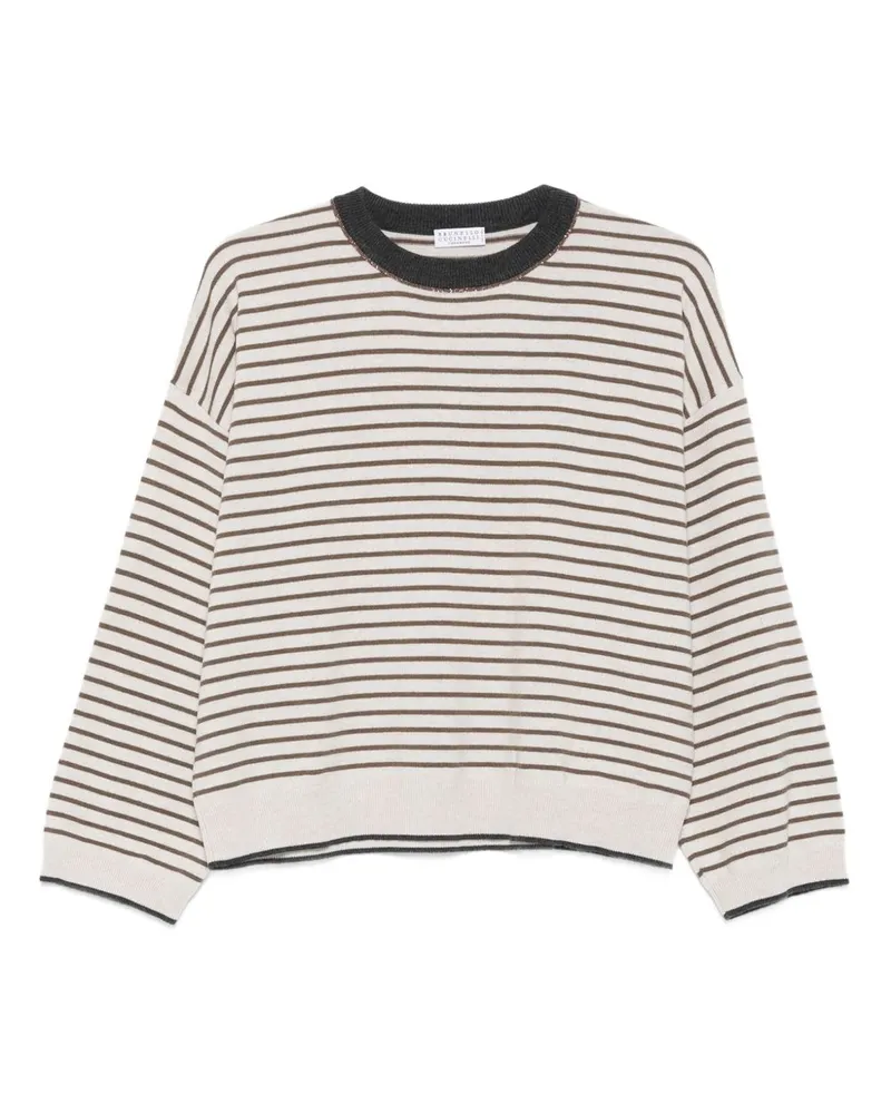Brunello Cucinelli Wolle und Kaschmirpullover Ivory