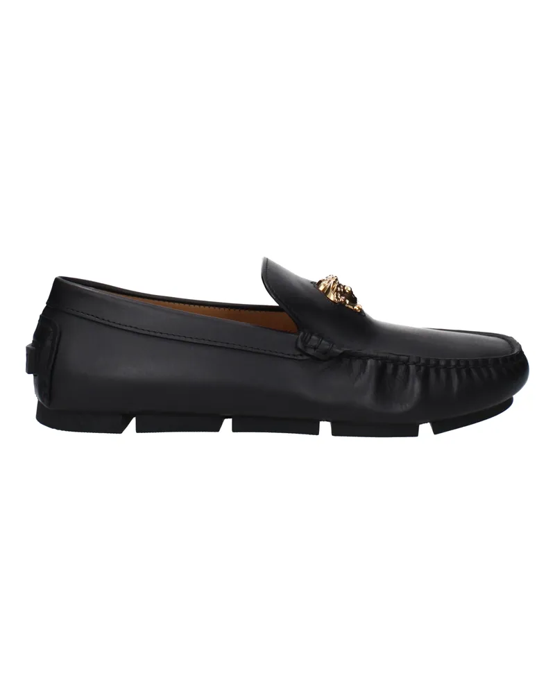 Versace Herrens Schwarze Leder-Loafer -