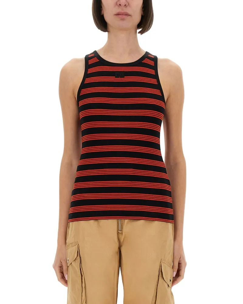 Ganni gerippter Baumwolloberteil Multicolour