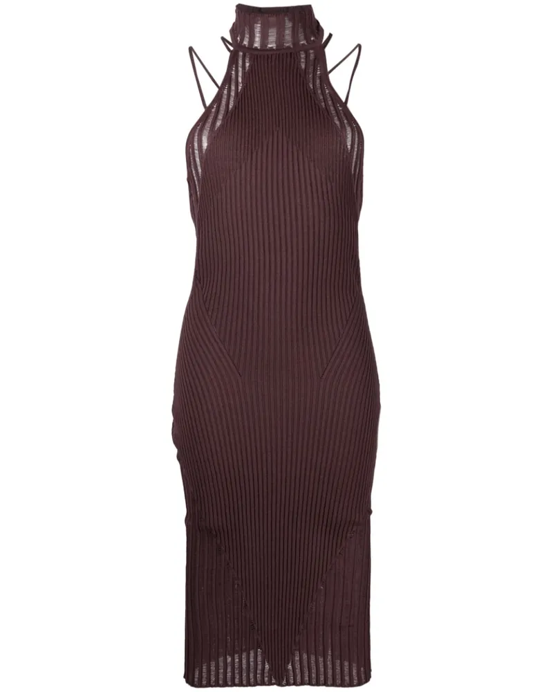 ADAMO Rippen Midi Kleid Beige