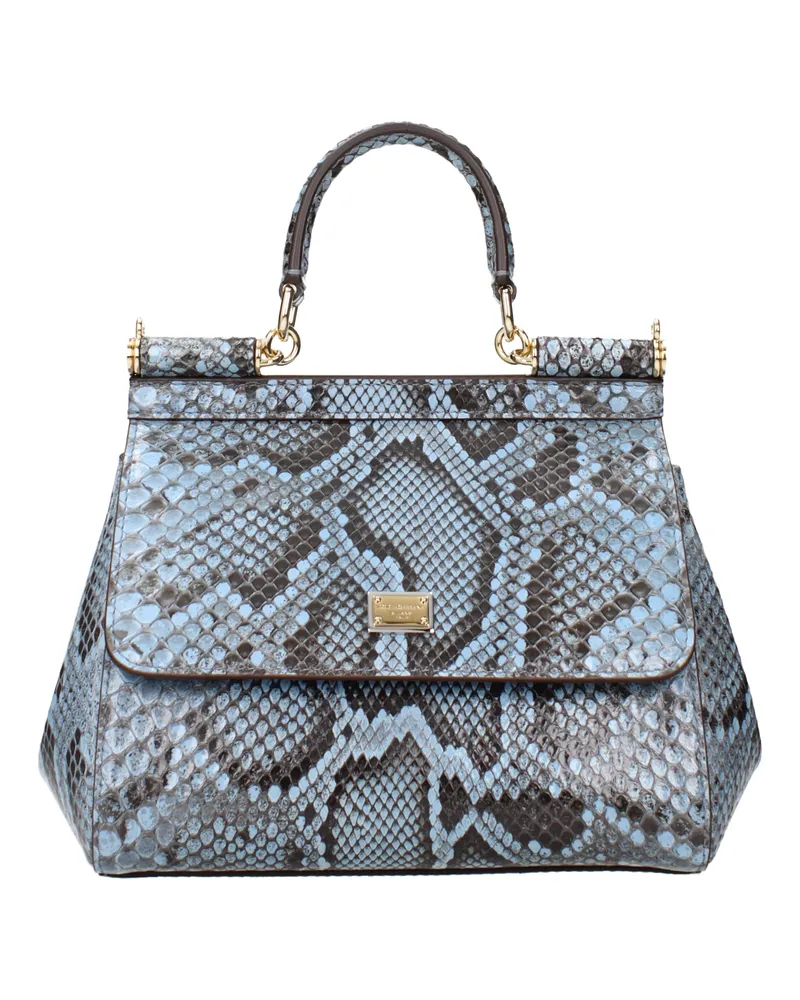 Dolce & Gabbana Sicily Medium Damens Handtasche Sky Python Leder/Zuckerpapier -