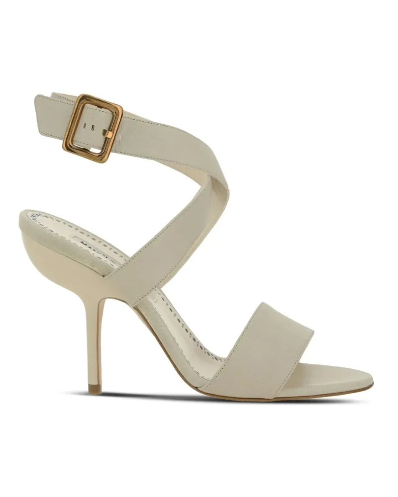 Manolo Blahnik Helua 105 Ledersandalen White