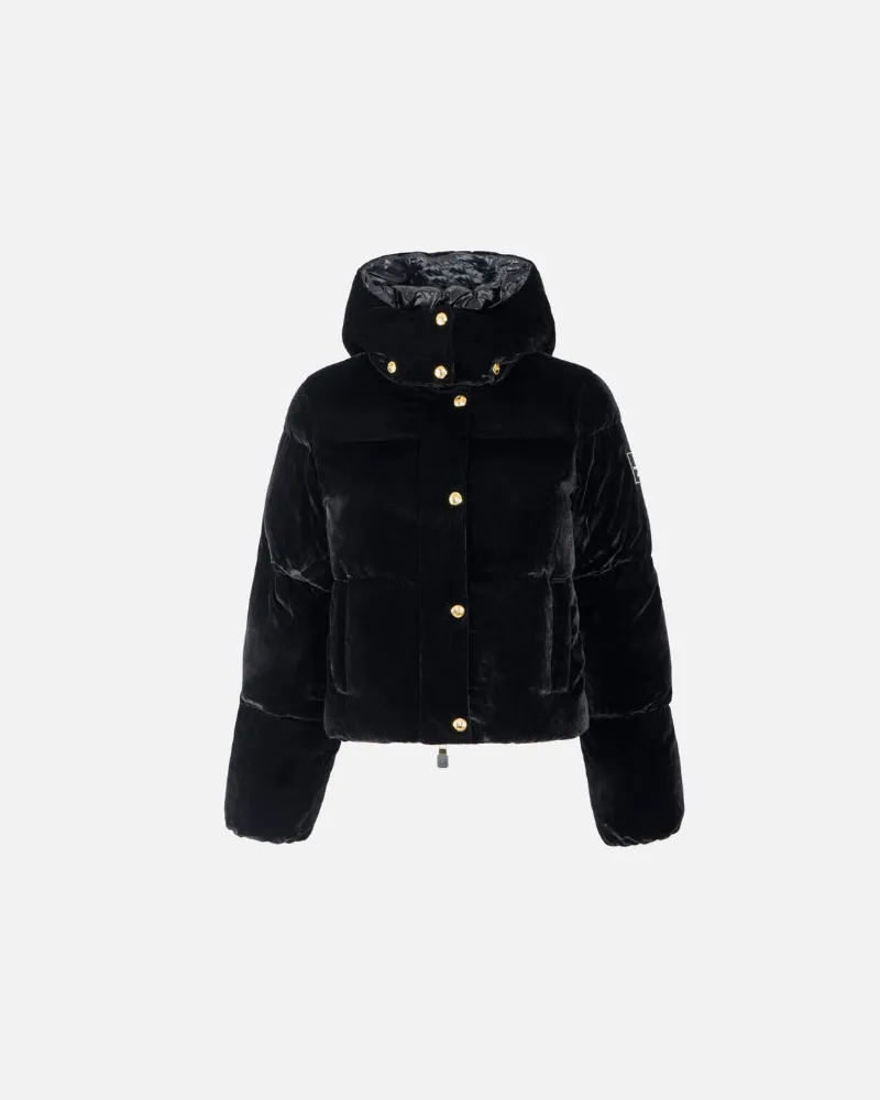Elisabetta Franchi Velvet Down Jacke Black