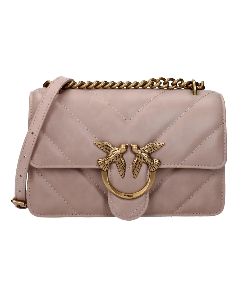 Pinko Umhängetasche „Love“ für Damen aus rosa/puderrosa Leder -