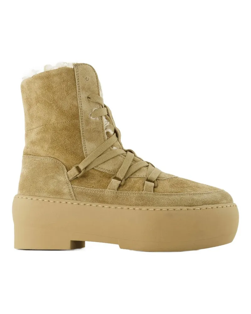 Gia Borghini Klobige Sohle Schnürstiefel in beige Leder Beige