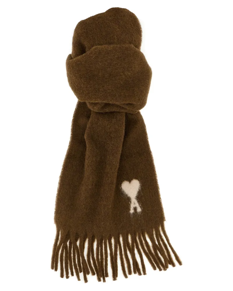 AMI Paris Ami de Coeur' Schal Brown