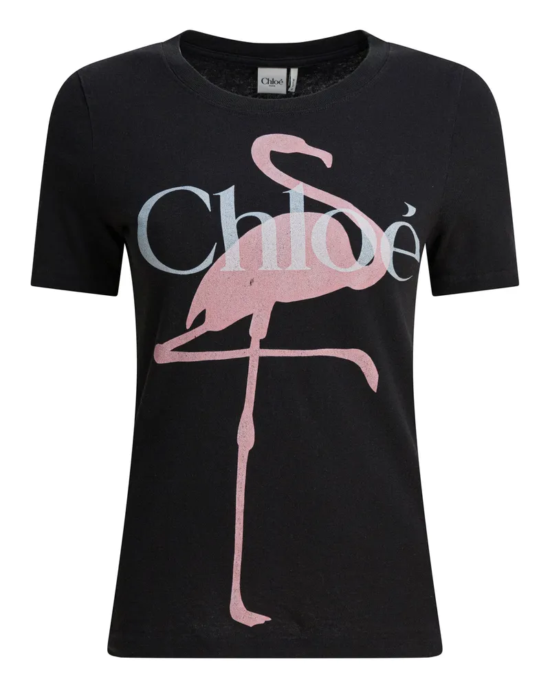 Chloé Baumwoll-T-Shirt mit Logo Black