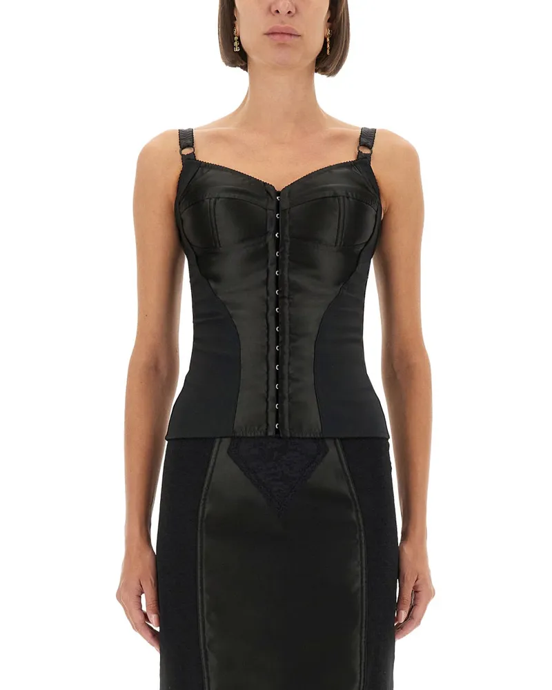 Dolce & Gabbana Satin Bustier Top Black