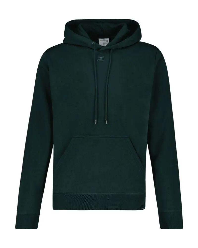 Courrèges Fleece Hoodie in grüner Baumwolle Green