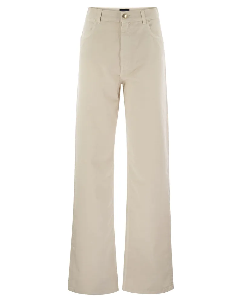 Fay 5 Taschenhose in Stretch -Baumwollbohrer Ivory