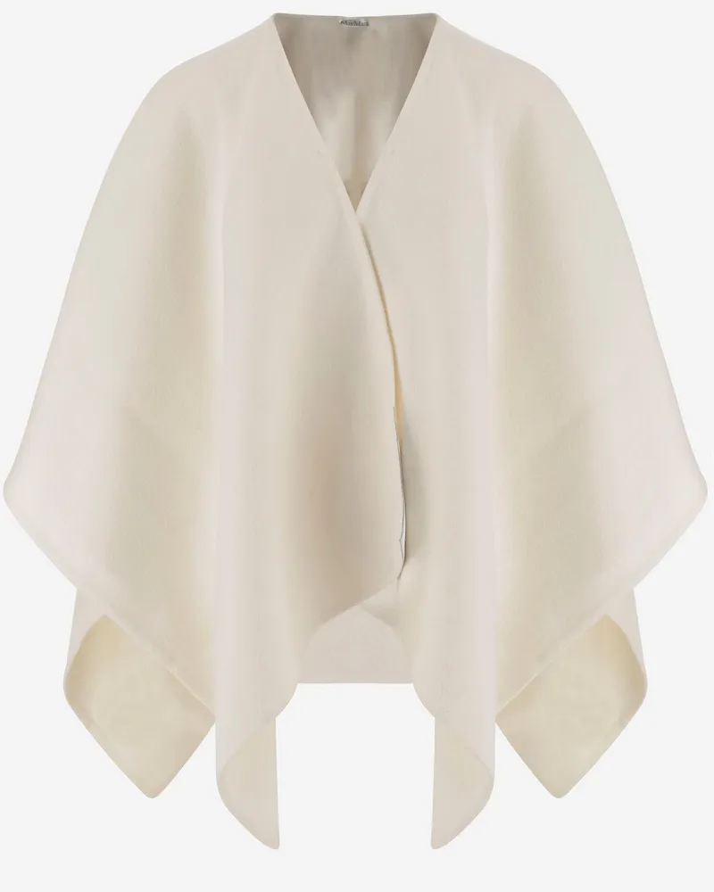 Max Mara Gewächshaus-Cape aus Alpaka- und Wollmischung White