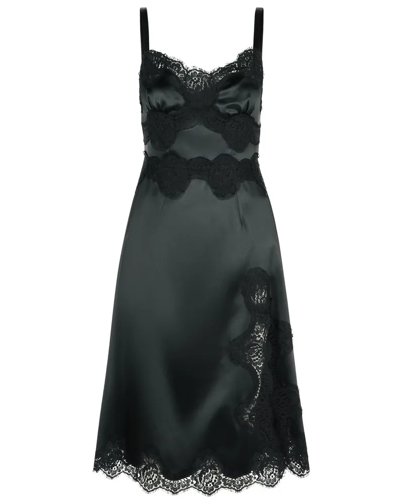 Dolce & Gabbana Black Cotton Mix Slip Dress Black