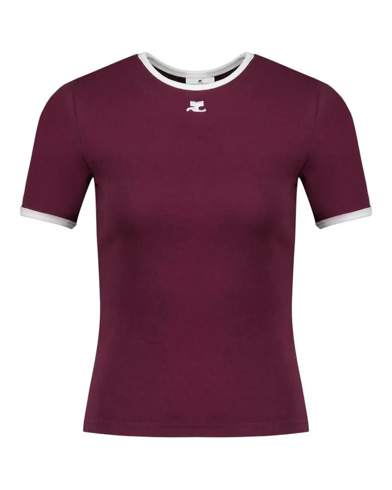 Courrèges Charakteristische T -Shirt -Courreves Baumwollburgund Burgundy