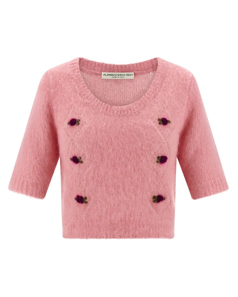 Alessandra Rich Carded Mohair' Pullover Pink