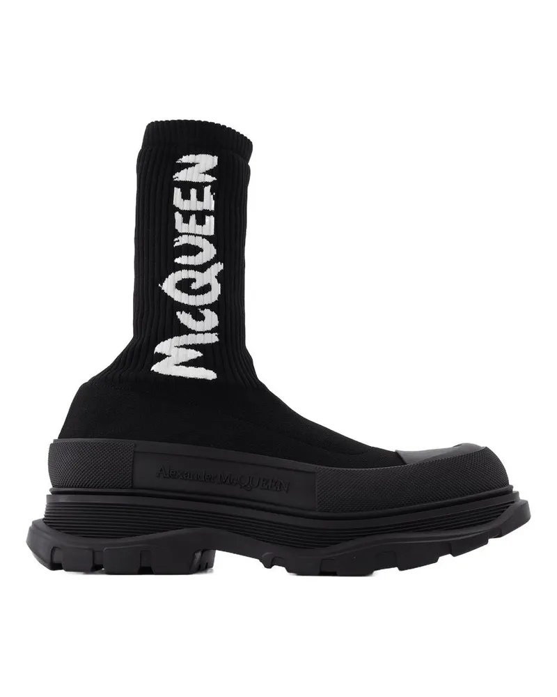 Alexander McQueen Sockenstiefel in Schwarz Black