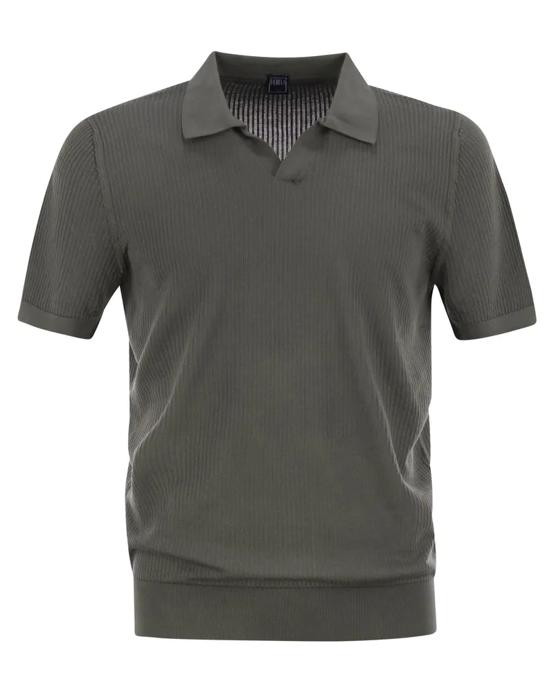 Fedeli Giza Cotton Kurzärmel -Poloshirt Military