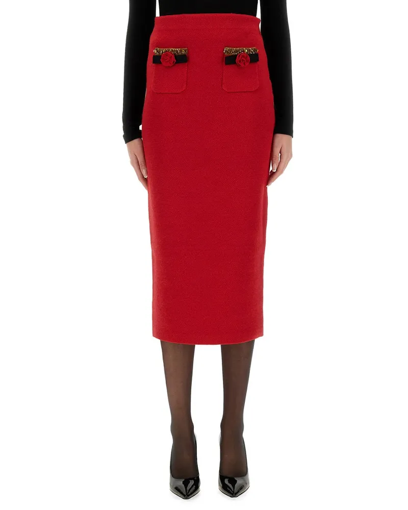 Self-Portrait Self -Portrait -Strick -Midi -Rock Red