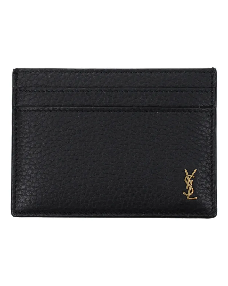 Saint Laurent Tiny Cassandre Damens Dokumentenhalter aus schwarzem Leder -