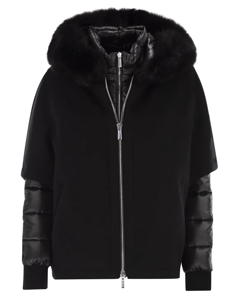 MOORER Pegaso Down Jacke mit abnehmbarer Kapuze Black