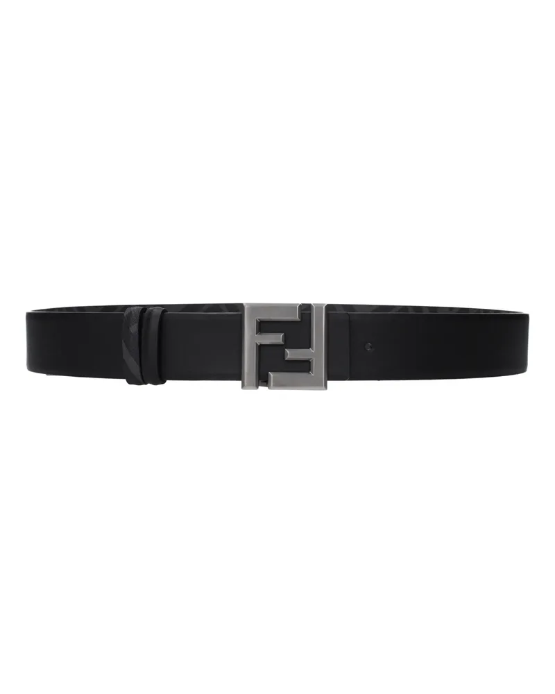 Fendi Damens Gürtel Leder Schwarz/Grau -