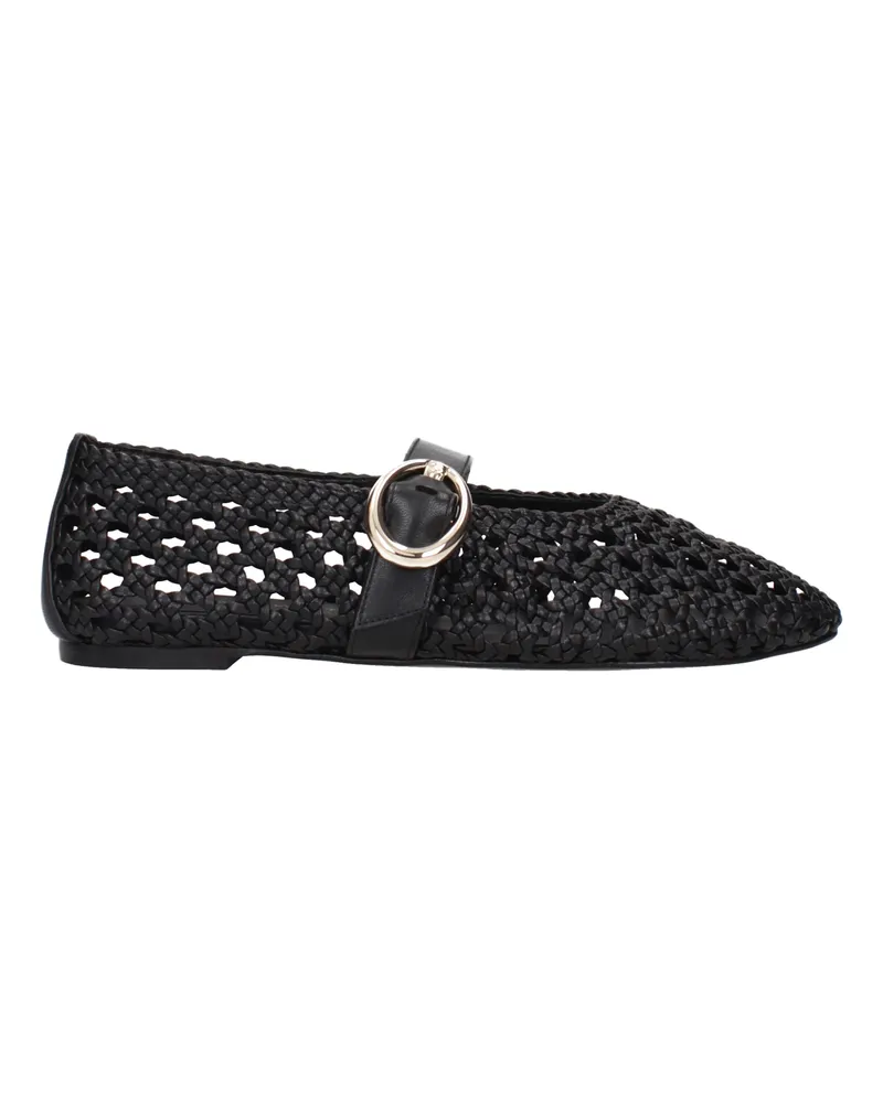 Stuart Weitzman Thea Ballerina Mary Jane Damens Schwarzes Leder -
