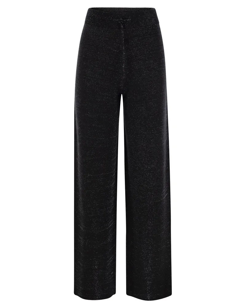 Fabiana Filippi breite Hose in Bio -Baumwolle und Lurex Black