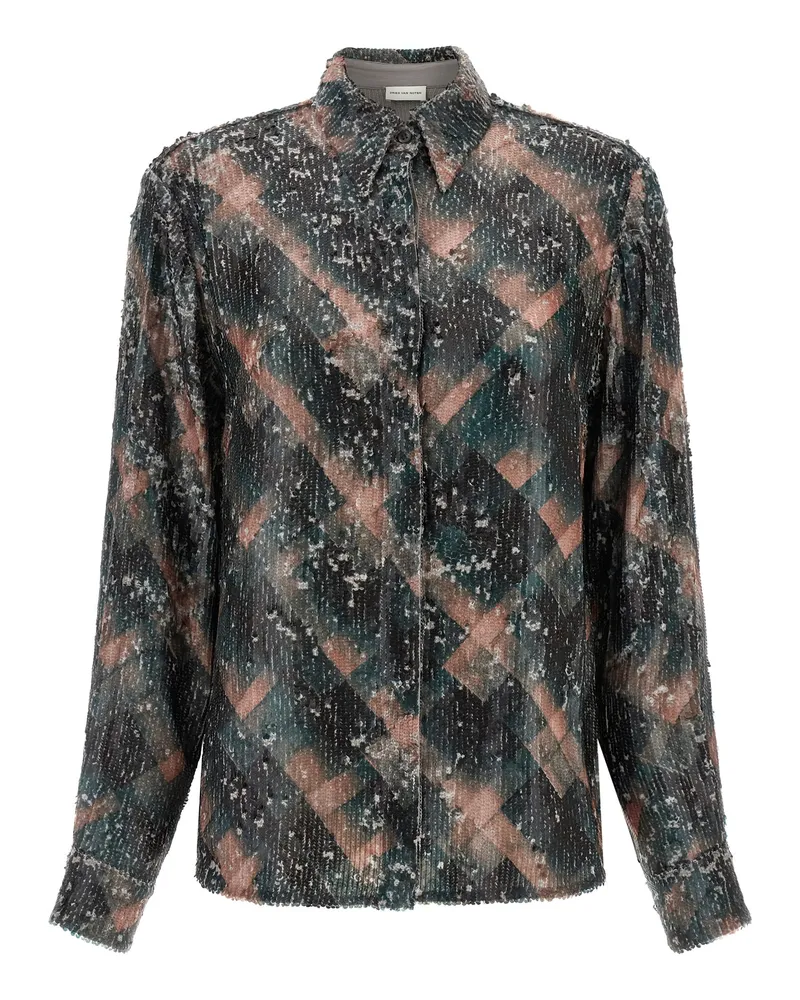 Dries van Noten Trocknen van notieren 'Chowy emb' Hemd Green